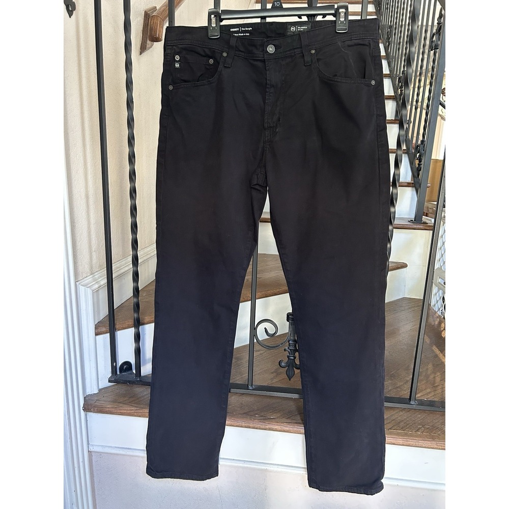 Men's Size 35X32 AG Jeans Everett SUD Pant Sueded Stretch Sateen Black